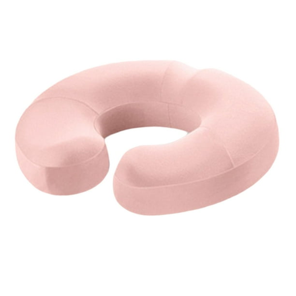 Cojín de asiento de espuma viscoelástica, almohada tipo donut antideslizante, suave, con soporte para el coxis. Rosa