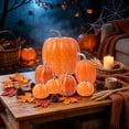 thumbnail image 4 of FEOLGEHLY Halloween Decorations, Mixed Size Artificial Foam Pumpkins Ornament Lot Color Choice Fake Pumpkin Set Seasonals Decor For Fall Harvests Halloween Table Arrangement (Orange), 4 of 6