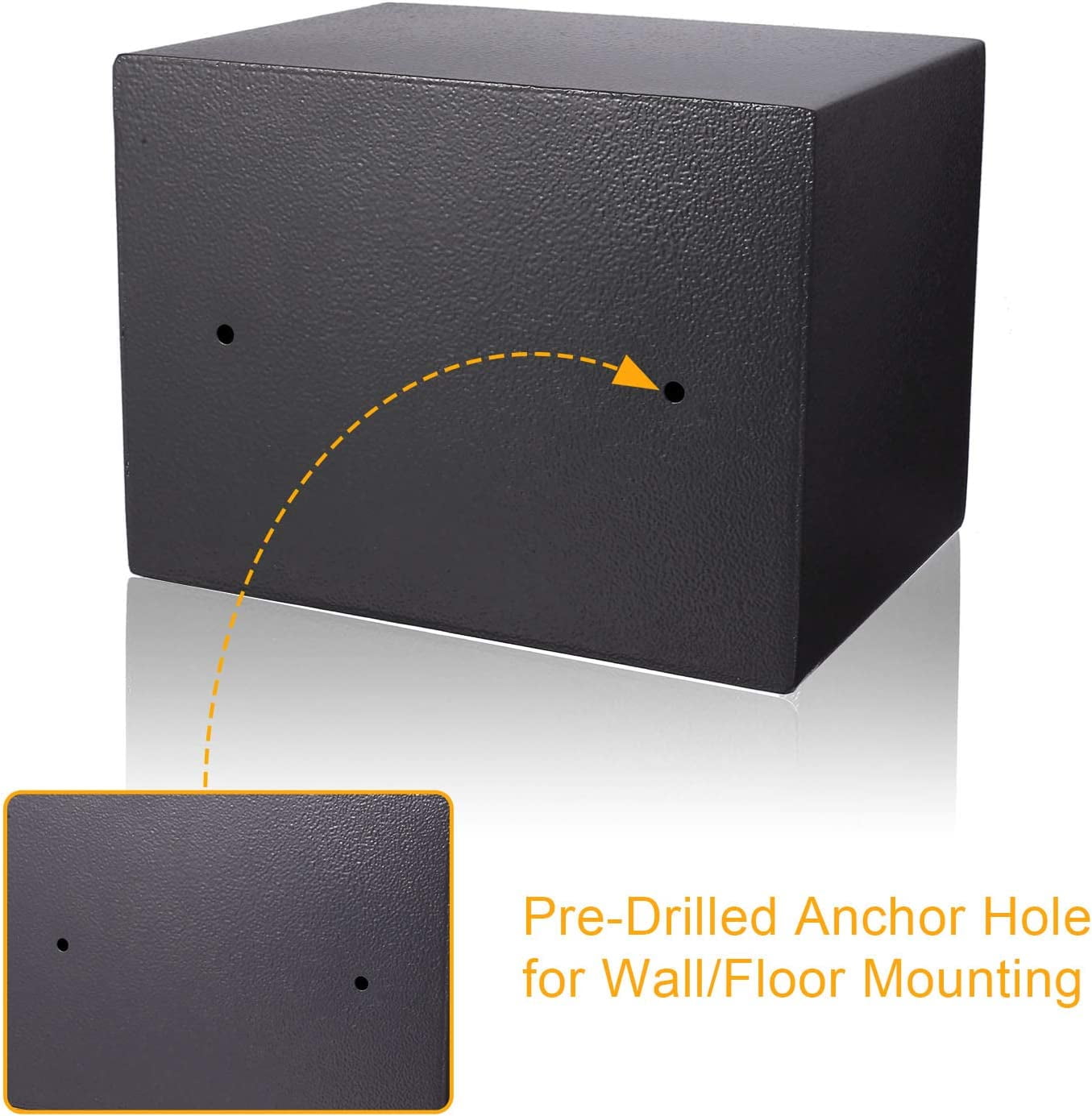 Qhomic Safe Box Safes 0.18 Cubic Feet Lock Boxes Wall-Anchoring Digital Electronic Security Metal Steel Safe Box for Cash Jewelry Passport Security, Include 4 x AA Batteries