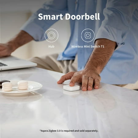T1 Mini Switch Wireless Control Center- Requires Aqara Hub, Supports Apple HomeKit, Alexa, SmartThings - White