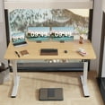 thumbnail image 2 of CQAOE Electric Height Adjustable Standing Desk 55 x 24 Inch | Sit-Stand Home Office Desk with Memory Preset, Sturdy T-Shaped Frame, Spacious Workstation for Computer & Study – Light Wood, 2 of 8