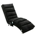 thumbnail image 4 of Modern Recliner Chaise Chair, Upholstered Linen Chaise Lounge Indoor Chair with Metal Legs and Side Pocket, Massage Long Lounger Lazy Sofa Chair with Backrest for Bedroom Living Room, Black, 4 of 7