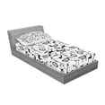 thumbnail image 2 of Ambesonne Tribal Fitted Sheet & Pillow Sham Set, Pattern Animal, Twinxl, Black and White, 2 of 2