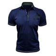 thumbnail image 4 of Men's Polo Shirts Short Sleeve Quarter Button Up Polo Tees Slim Fit Blue Dress Shirts for Men, 4 of 4