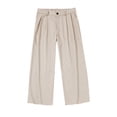 thumbnail image 5 of Domuza Wide Leg Pants for Men Linen Elastic Waisted Office Work Trousers Pant Business Casual Outfits Beige 2XL, 5 of 5