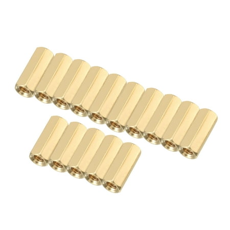 

15pcs Brass Straight Female Thread Hex Standoff Spacer M3x5x12mm