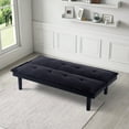 thumbnail image 3 of BSHTI Black Modern Futon Sofa bed,Faux Suede Convertible Futon Sleeper Sofa Couch for Livingroom(Black), 3 of 16