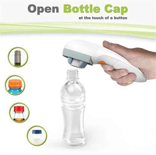 Electric Bottle Opener for Seniors - Automatic Solution for Easy Opening of Water Bottles. Ideal for Weak Hands or Those with Arthritis. Perfect for Soda, Milk, Juice. Battery Powered.