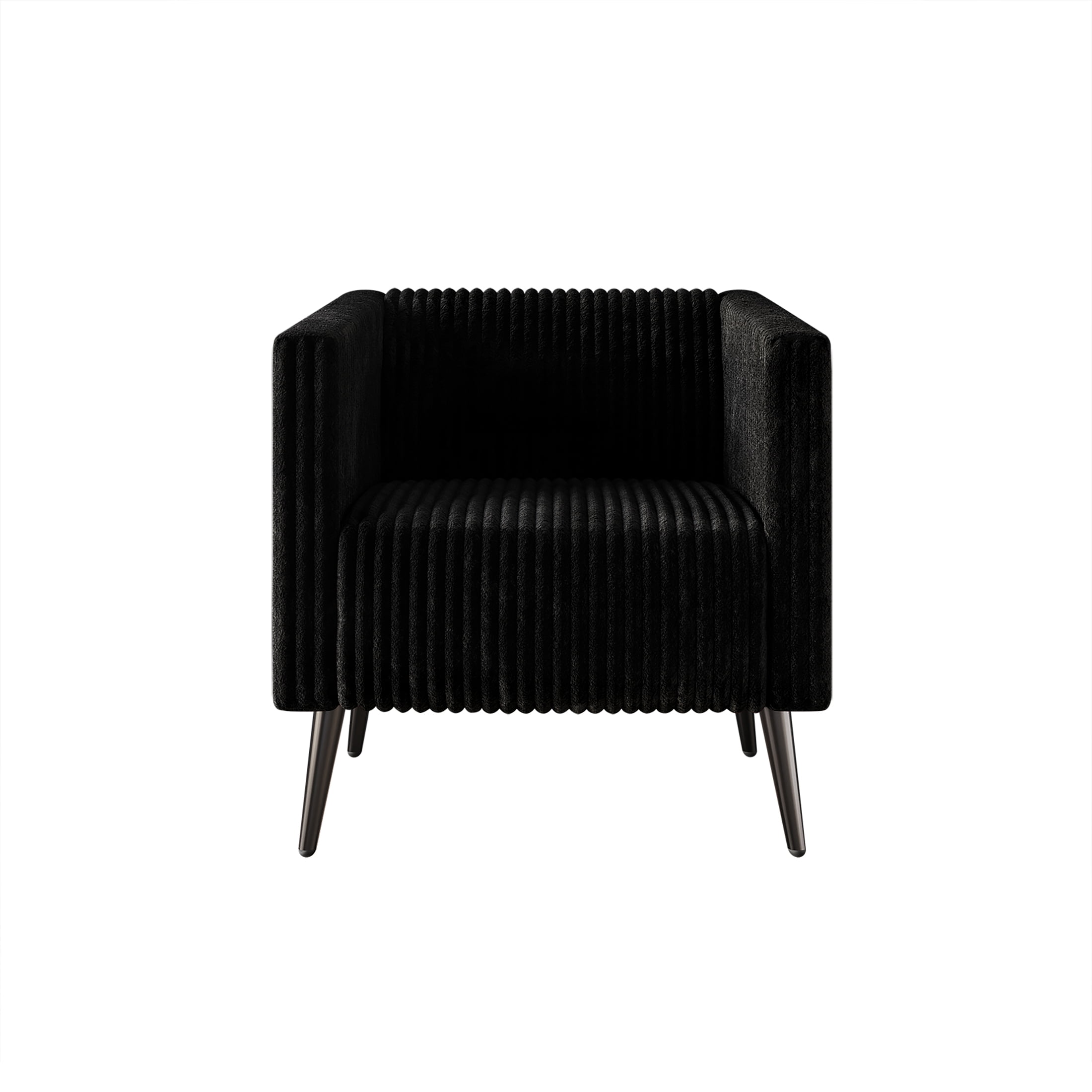 Castle Place Luxurious Corduroy Velvet Upholstered Armchair, Black