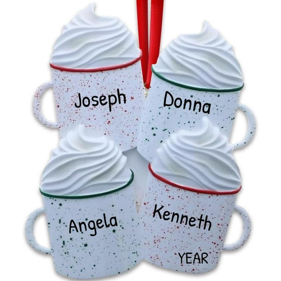 Personalized Family of 4 Ornaments 2024 Custom Family Mug Ornament 1 Count - Ornaments by Elves