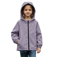 thumbnail image 2 of Lastesso Girls Rain Jacket Zipper Hooded Lightweight Jacket Windbreaker Water-Resistant Fall Outerwear with Pockets Purple Size 11, 2 of 8