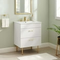 thumbnail image 2 of Sink Vanity Cabinet, White, Ceramic, Wood, Modern Contemporary, Hotel Bedroom Bathroom Master Suite Guest, 2 of 9