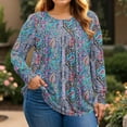 thumbnail image 5 of TQWQT Womens Plus Size Tops 4x-5x Flowy Long Sleeve Tunics Shirts Floral Graphic T-Shirt Crewneck Tunic Shirts Loose Casual Fall Clothes Multicolor 2XL, 5 of 5