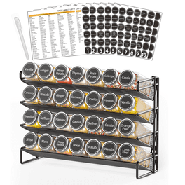 Jar Revolving Countertop Spice Rack With Spices Included FREE Spice Refills For 5 Years Polished Stainless Steel With Black Caps Kitchen Storage Shelf Spice Storage Walmart