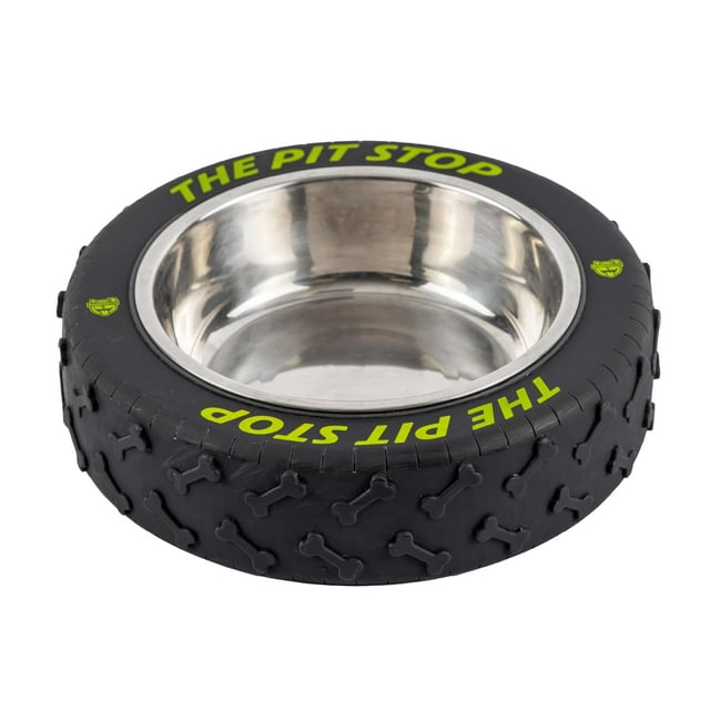 Cuenco Para Perros Con Forma De Neumático - Cuenco De Agua Y Comida Para Mascotas Con Inserto De Acero Inoxidable Extraíble Apto Para Lavavajillas - Suministros Divertidos Para Mascotas