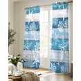 thumbnail image 5 of Blue Coastal Beach Sheer Curtains 63 Inch Length 2 Panels Set for Living Room/Bedroom, Nautical Starfish Coral Vintage Wooden Kitchen Curtains Grommet Semi-Sheer Curtains Window Treatments 42"x63"x2, 5 of 7