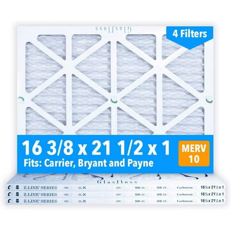 

Glasfloss 16-3/8 x 21-1/2 x 1 Air Filters (Case of 4) MERV 10 Pleated Made in USA
