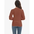 thumbnail image 2 of Women's Fall Puff Long Sleeve Tunic Tops Pleated Crew Neck Shirts Blouses Casual Loose T-Shirts, 2 of 6