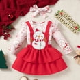 thumbnail image 2 of Weebloom Baby Girl Halloween Outfits Christmas Long Sleeve Cartoon Romper Bodysuit Snowman Suspender Skirts Dailywear Outfit 3-6 Months Pink, 2 of 7