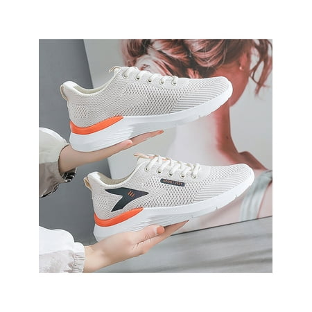 

Harsuny Womens Casual Shoes Breathable Running Shoe Lace Up Sneakers Daily Soft Slip Resistant Trainers Comfort Flats Beige 6.5