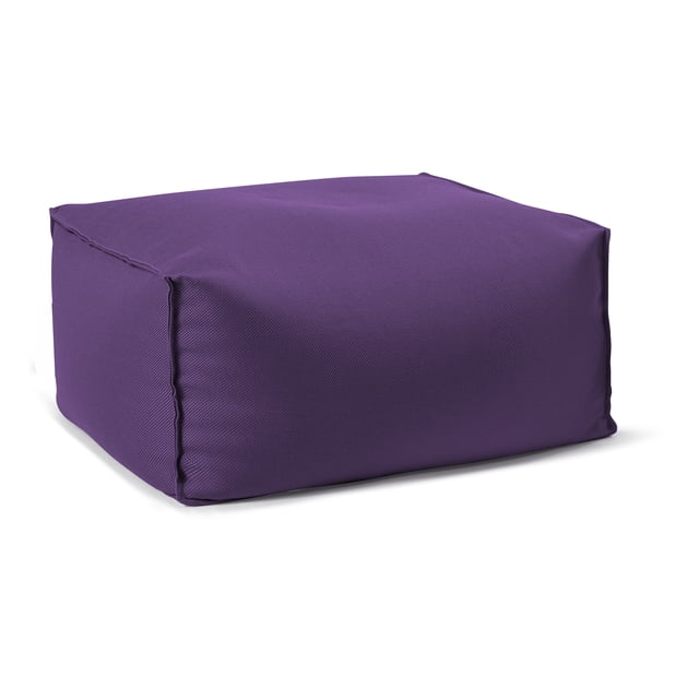 Gouchee Home Chamonix Outdoor/Indoor Purple Ottoman Pouf – Water-Repellent Bean Bag Footstool with Polystyrene Bead Filling for Patio, Porch, or Living Room