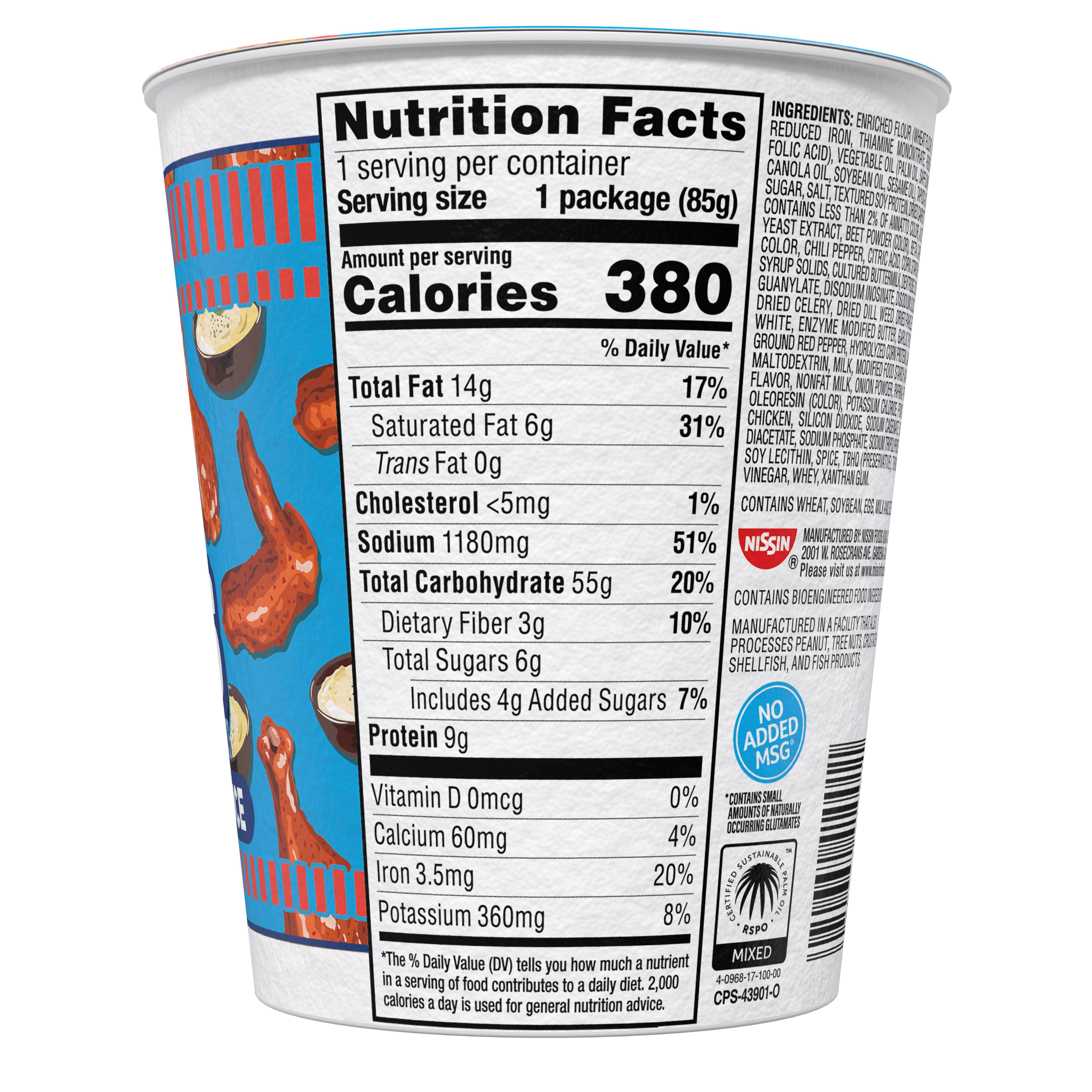 Nissin Cup Noodles Hot Wings Buffalo With Ranch Flavor, 3.0 oz Cup, Limited Edition