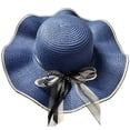 thumbnail image 1 of 54-58 cm circunferencia del sombrero femenino verano al aire libre playa grandes aleros protector solar sombrero de paja cinta de lunares plegable, 1 of 5