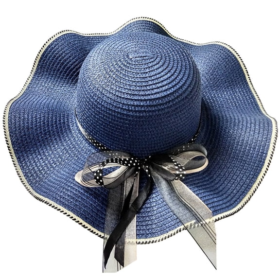 Hat with ribbon for women, Papyrus, Navy blue, 55-58 cm