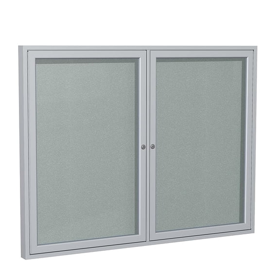 Ghent's Vinyl 36" x 60" 2 Door Enclosed Bulletin Board in Silver