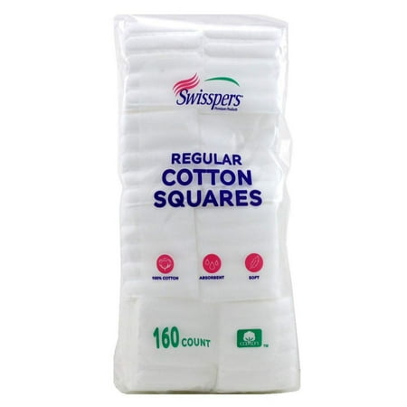 Swisspers 100% Cotton Squares Quilted 160 Count (3 Pack)