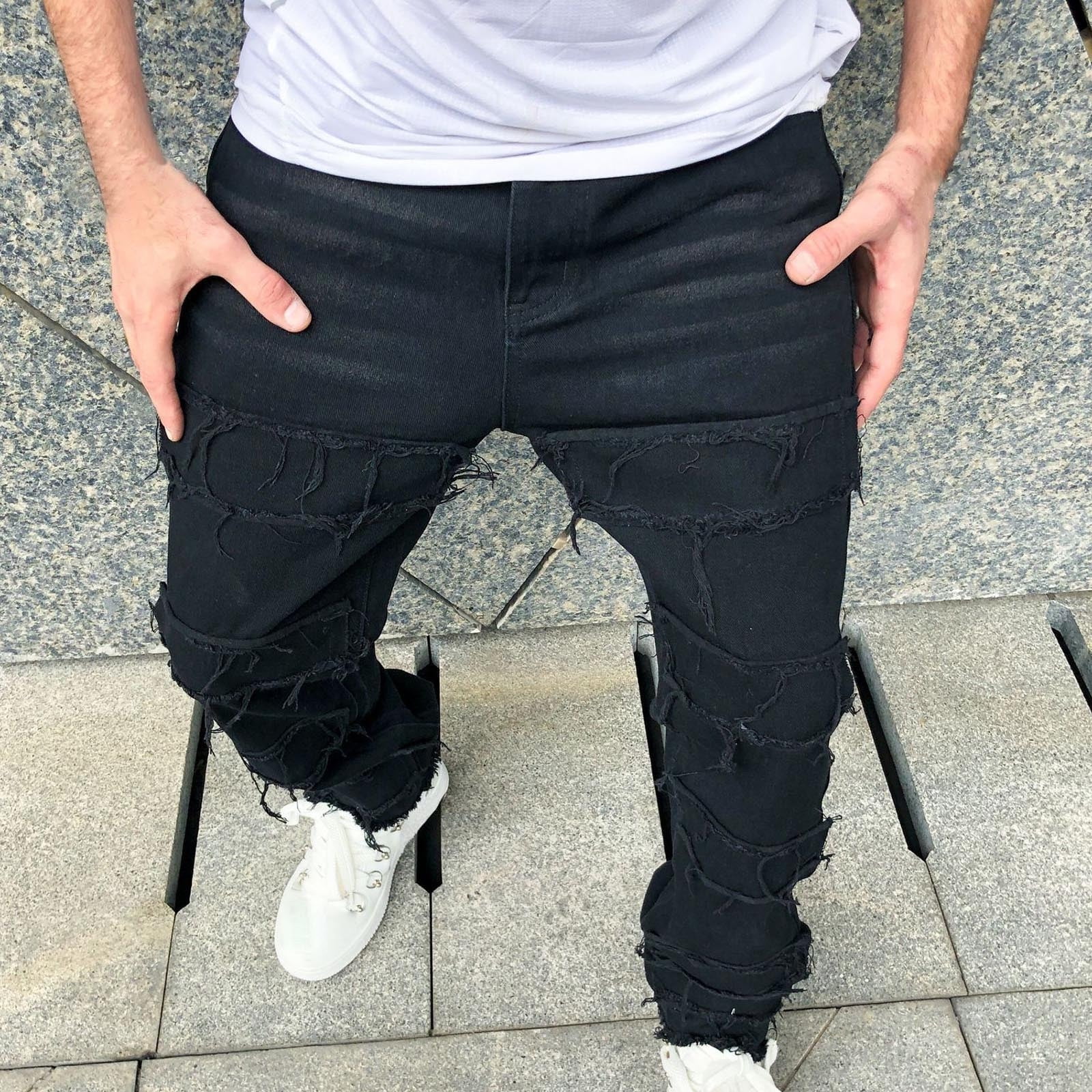 Ripped Jeans For Men, Men's Slim Ripped Jeans Casual Fashion