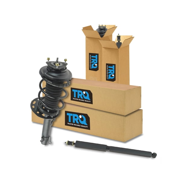 TRQ Front and Rear Complete Strut Assembly & Shock Absorber Kit Complete Strut & Coil Spring Assembly Fits Select 2006-2011 Ford Focus
