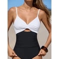 thumbnail image 5 of One Piece Swimsuit for Women Bathing Suits Twist Front Cutout Adjustable Straps Ruched Swimwear L, Dark Purple, 5 of 8