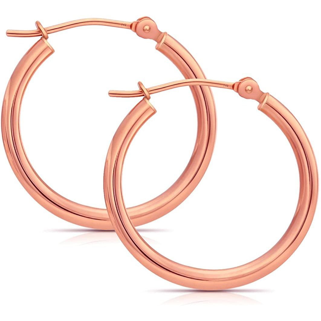 14k Gold Hoop Earrings, 0.8" Diameter