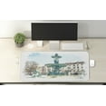 thumbnail image 2 of Travel Computer Mouse Pad, Watercolor Illustration of an Old Fountain in the Town Square in Lisbon, Rectangle Non-Slip Rubber Mousepad X-Large, 35" x 15" Gaming Size, Multicolor, by Ambesonne, 2 of 2