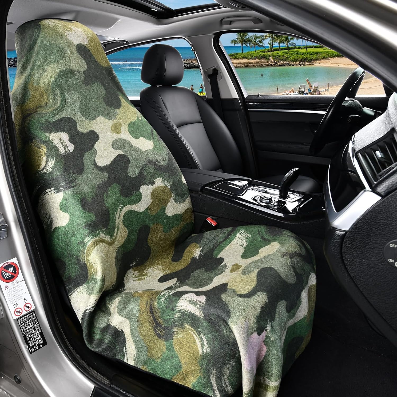 FLORICH Towel Car Seat Covers, Sweating Microfiber Seat Cover for Cars with Non-Slip Strap, Suitable for Post Gym Workout, Running, Swimming, Beach and Hiking, FC08
