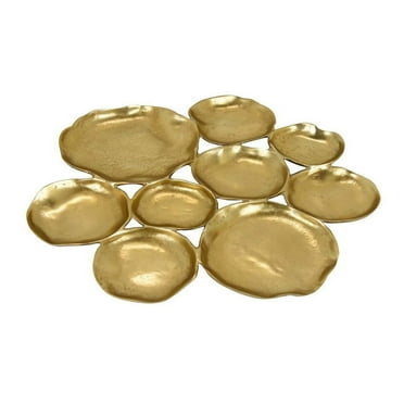 Jiva 9 Piece Decorative Bowl Set, Irregular Shaped Design, Gold Metal