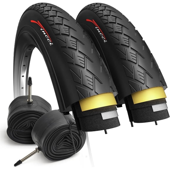 Fincci 700x38c Bike Tires with Inner Tubes (40-622) Foldable Anti-Puncture for Electric, Hybrid, Road, and Touring Bikes, Set