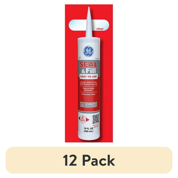 (12 pack) GE Seal And Fill Multipurpose Kitchen & Bath, Pack of 1, Clear 10 fl oz Cartridge