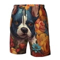 thumbnail image 4 of Cauagu Cute Colorful Flower French Bulldog Print Men's Swim Trunks,Hawaiian Bathing Suit Swimsuits Beach Shorts with Pockets for Men Quick Dry Swimming Board Shorts-3X-Large, 4 of 6