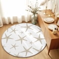 Beige Starfish Area Rugs 3.3' (Round) Summer Coastal Beach Nautical ...