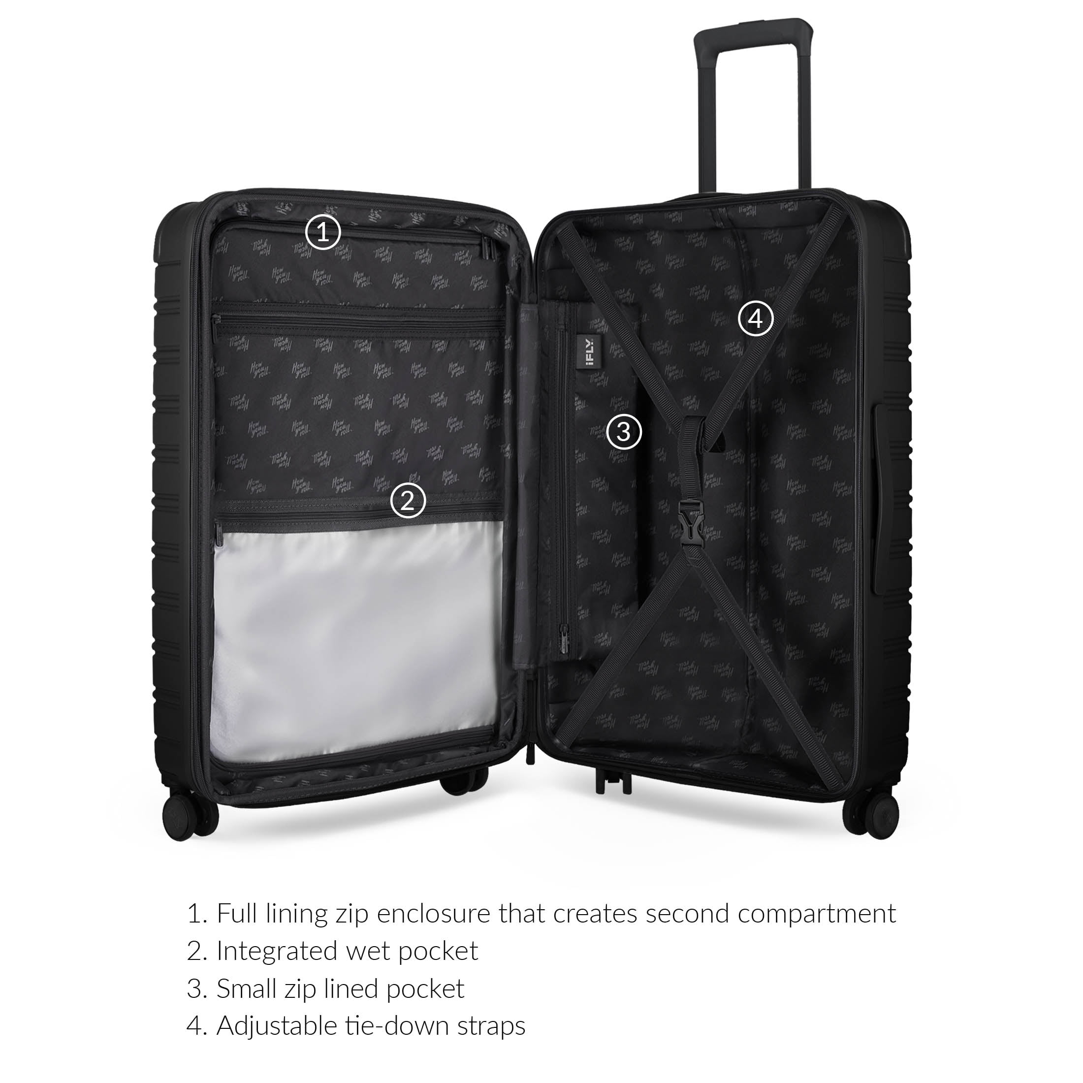 iFLY Fibertech 3.0 Matte Expandable Hardside Spinner 2-Piece Luggage Set, 20" Carry-On & 28" Checked Suitcase, Black