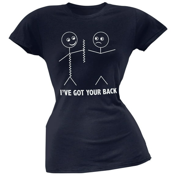 I've Got Your Back Stick Figure Navy Juniors T-Shirt - Medium
