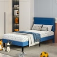 thumbnail image 2 of VECELO Set of 2 Twin Bed Frames, Modern Upholstered Platform Bed Frame with Button Tufted Adjustable Headboard, No Box Spring Needed, Dark Blue, 2 of 11