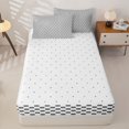 thumbnail image 4 of Erosebridal Minimal Grid Pattern Zipper Twin Comforter Sets with Fitted Sheet and 2 Pillowcases,Square Lattice Print Zipper Bedding Set,Charcoal Gray,Reversible, 4 of 6