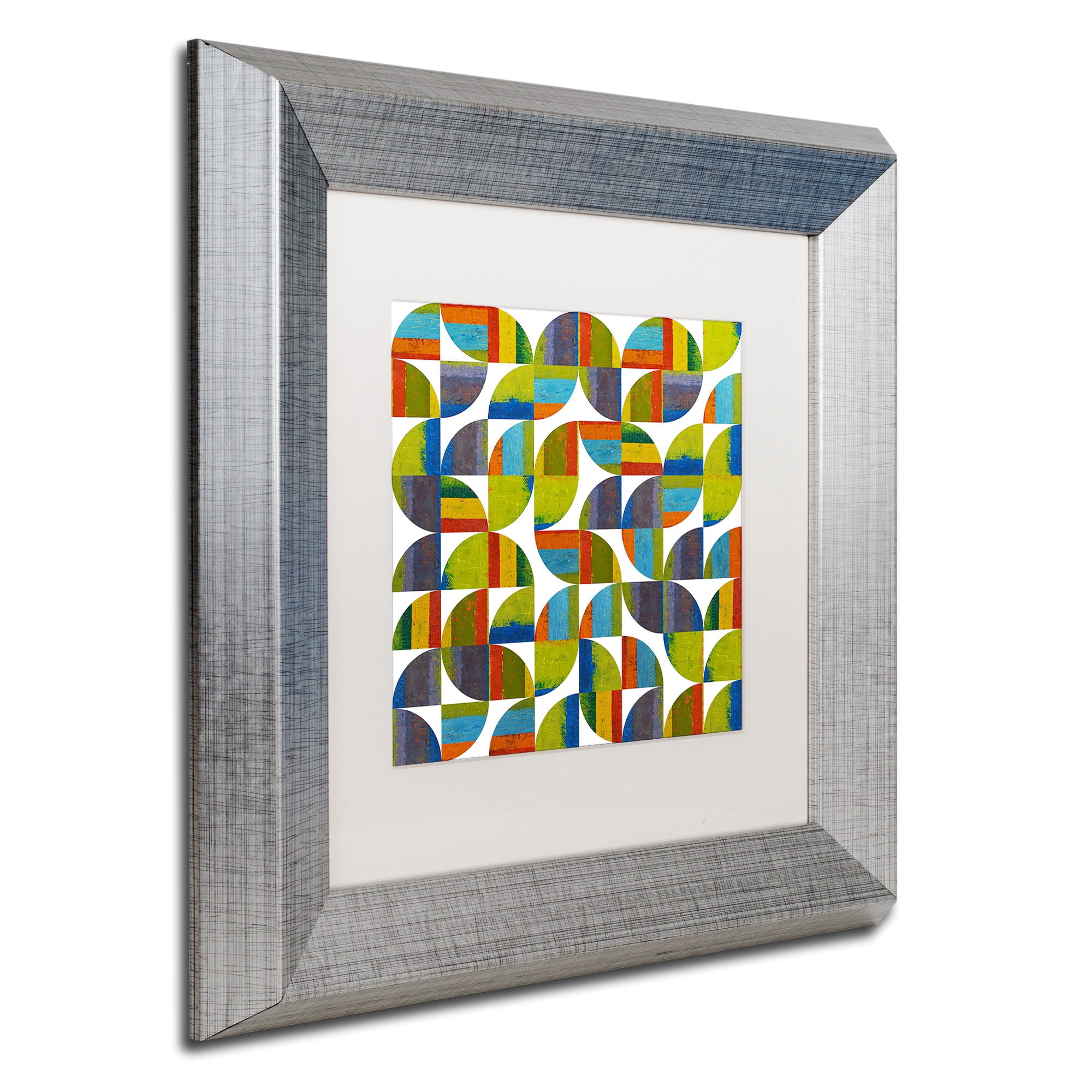 Trademark Fine Art "Quarter Rounds 8.0" Canvas Art by Michelle Calkins, White Matte, Silver Frame
