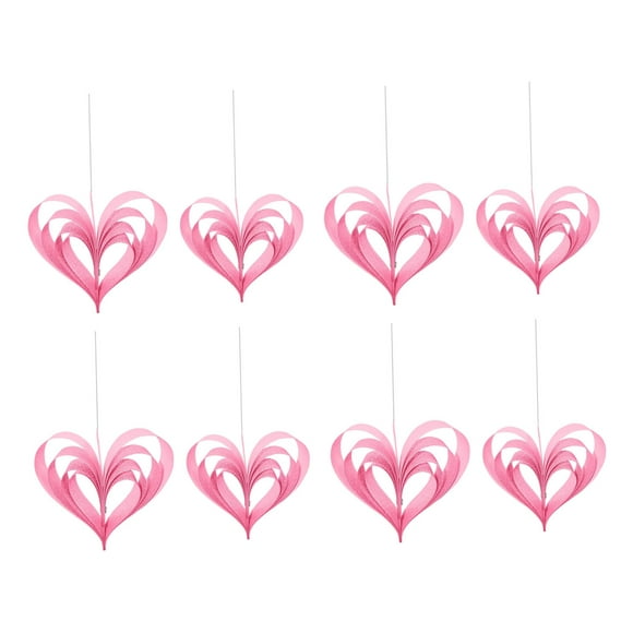 8 guirnaldas de papel en forma de corazón para compromiso, propuesta, adornos de corazón 3D para el Día de Valentín, Día de Madre y fiesta. rosa