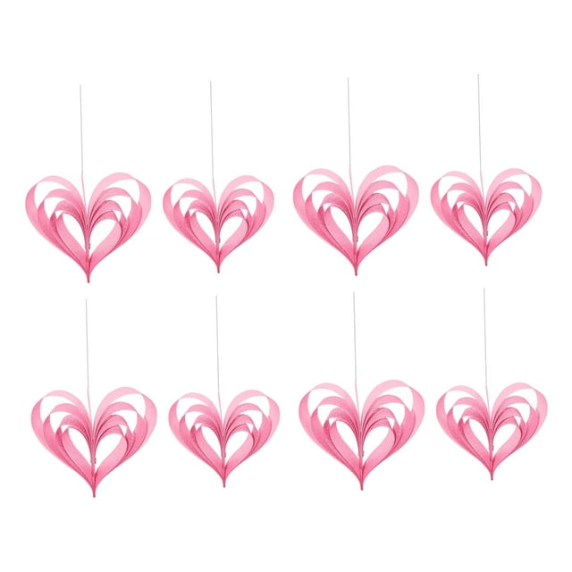 8 guirnaldas de papel en forma de corazón para compromiso, propuesta, adornos de corazón 3D para el Día de Valentín, Día de Madre y fiesta. rosa