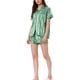 thumbnail image 4 of Conjuntos de pijama de satén para mujer INSPIRE CHIC, ropa de noche, camisetas con pantalones cortos, conjuntos de lounge L a rayas verdes, 4 of 6