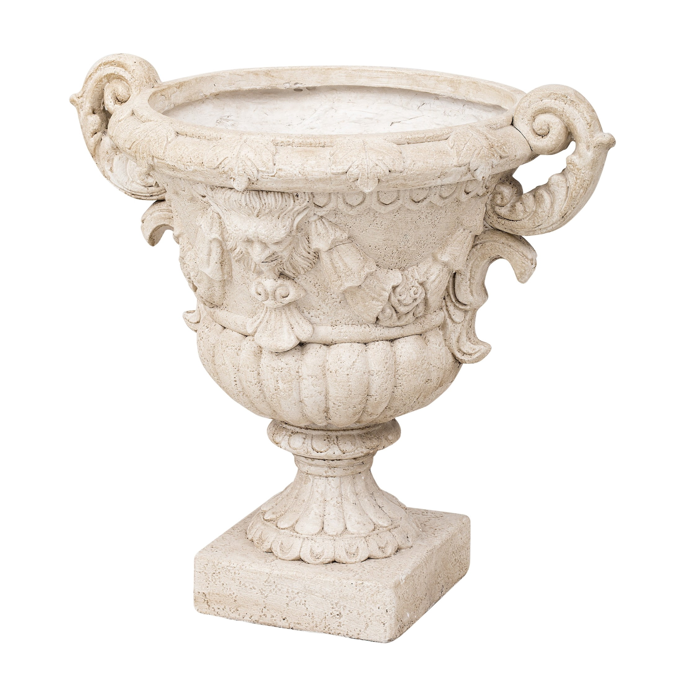 Christopher Knight Home Mythological Relief Urn Planter with Ornate Scroll Handles, Antique White